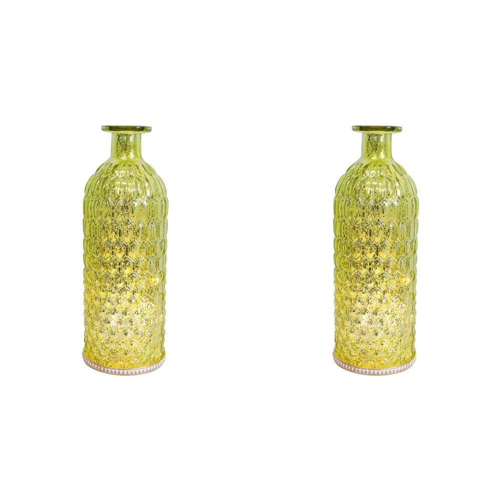 LVD Lantern LED Bottle Pistachio Decorative Lighting Tabletop 24.5cm Decor (2 Pack)