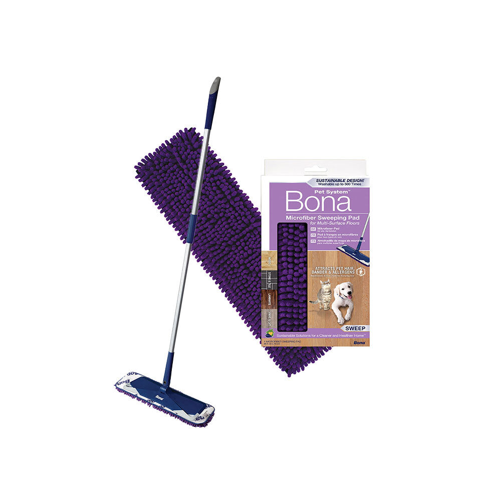 Bona Pet Premium Microfibre Deep Clean Mop W/Replacement Sweeping Pad/Head