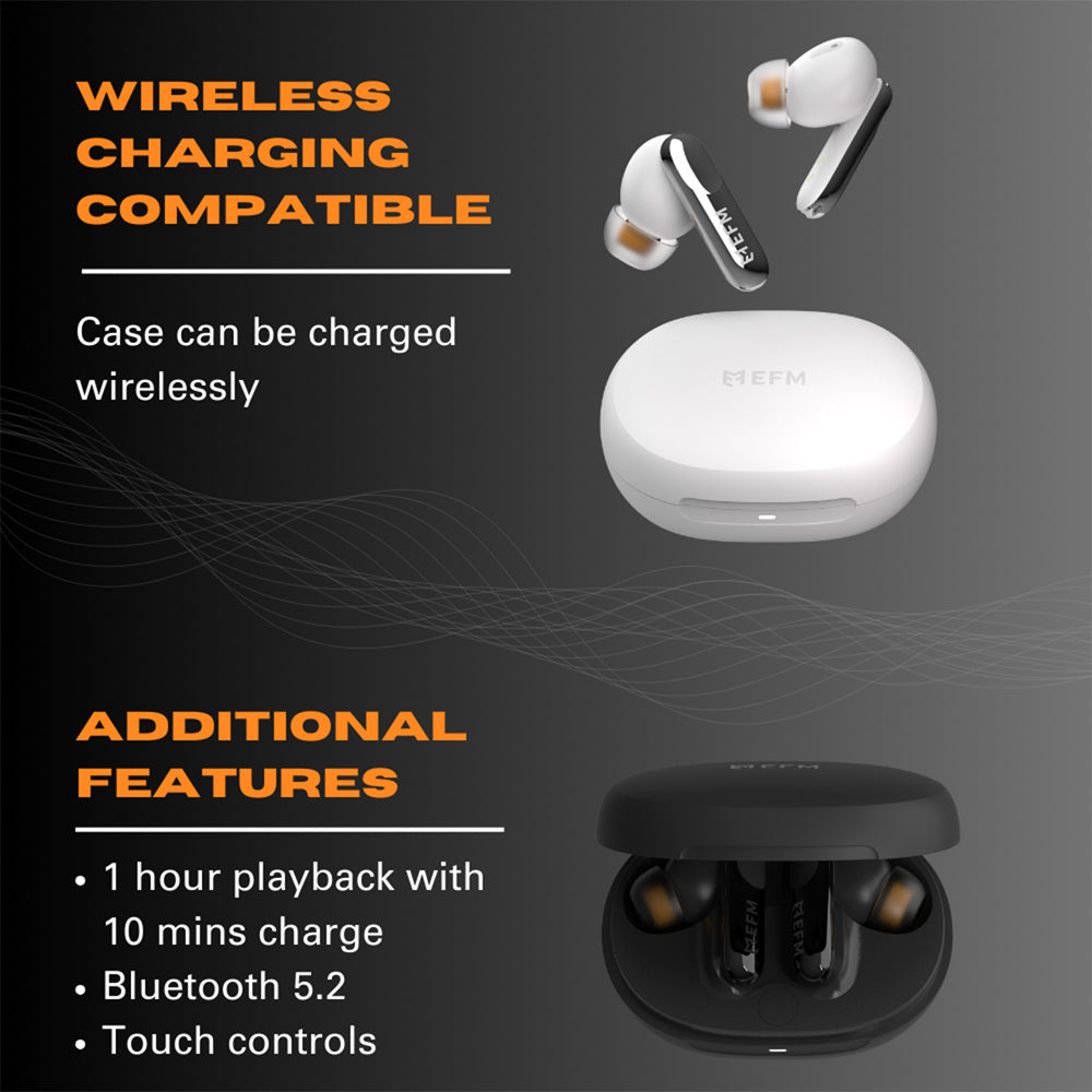 Efm Chicago TWS In-Ear Wireless Earbuds/Earphones w Active Noise Cancelling BLK — image 6