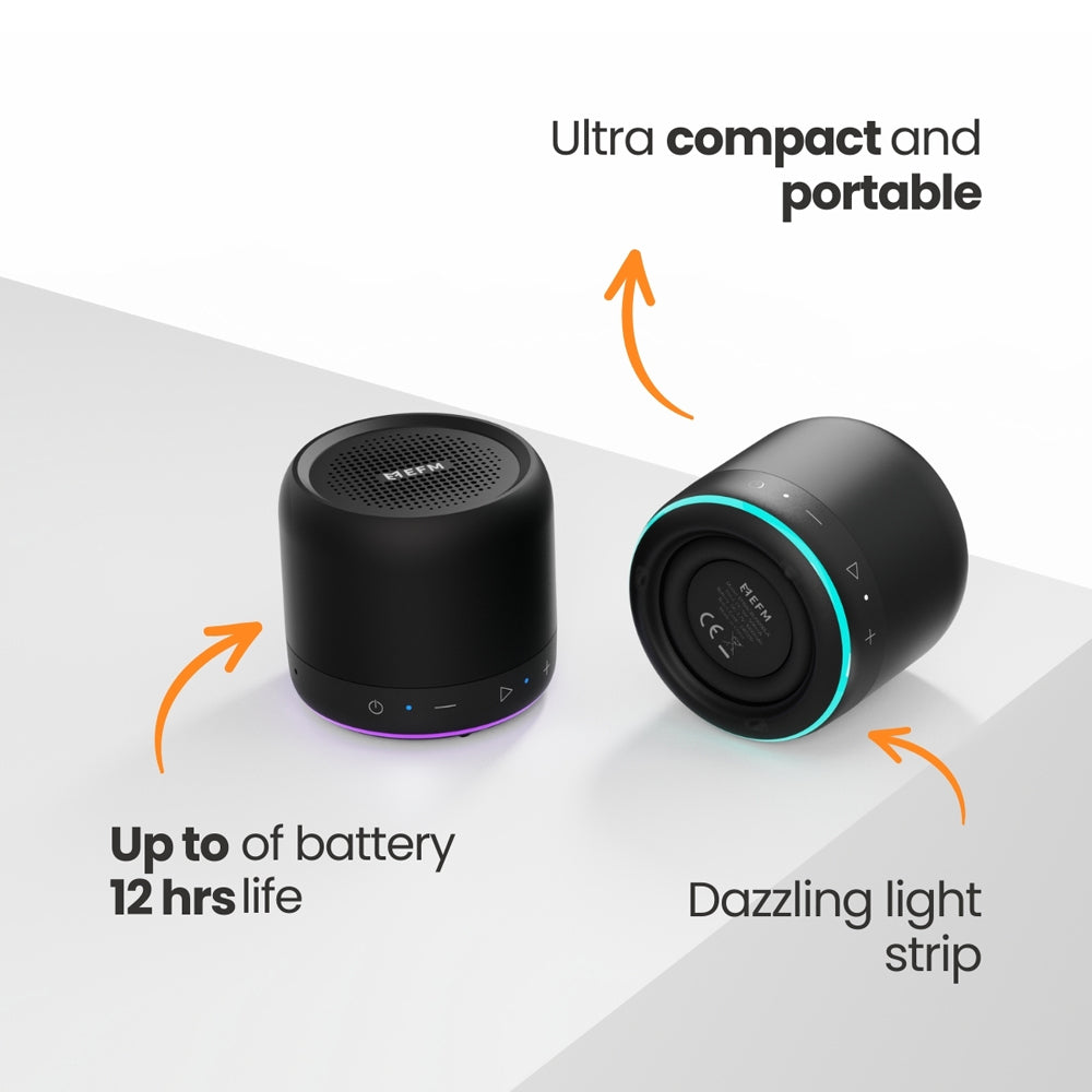 Efm Cloudbreak LED Wireless Mini Bluetooth Speaker TWS For Apple/Samsung Black — image 3