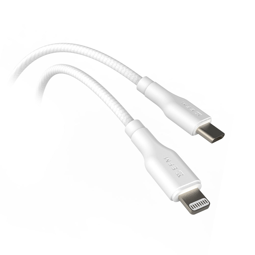 Efm 2m USB-C to Lightning Charge/Data Sync MFI-Certified Cable for Apple White