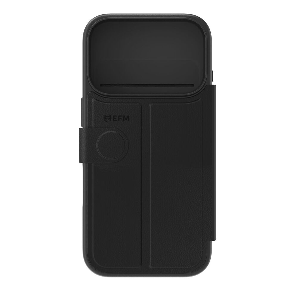 Efm 6.3in Black Venice Leather Wallet Phone Case For iPhone 17 Pro — image 2