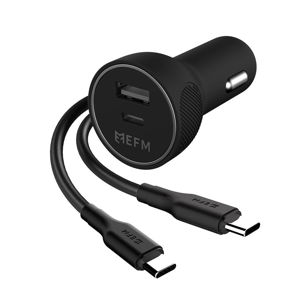 Efm 57W Dual Port Car Charger With Type C to Type C Cable Gold