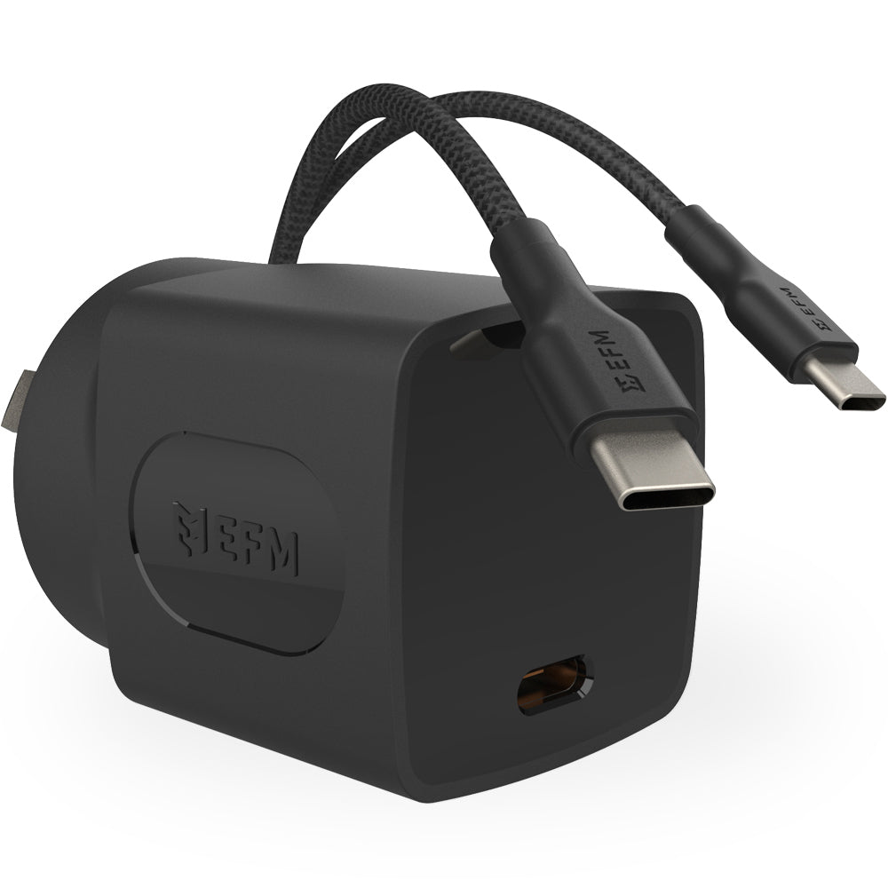 Efm 35W Single Port Wall Charger w Type-C Cable For Samsung Galaxy A32 — Black