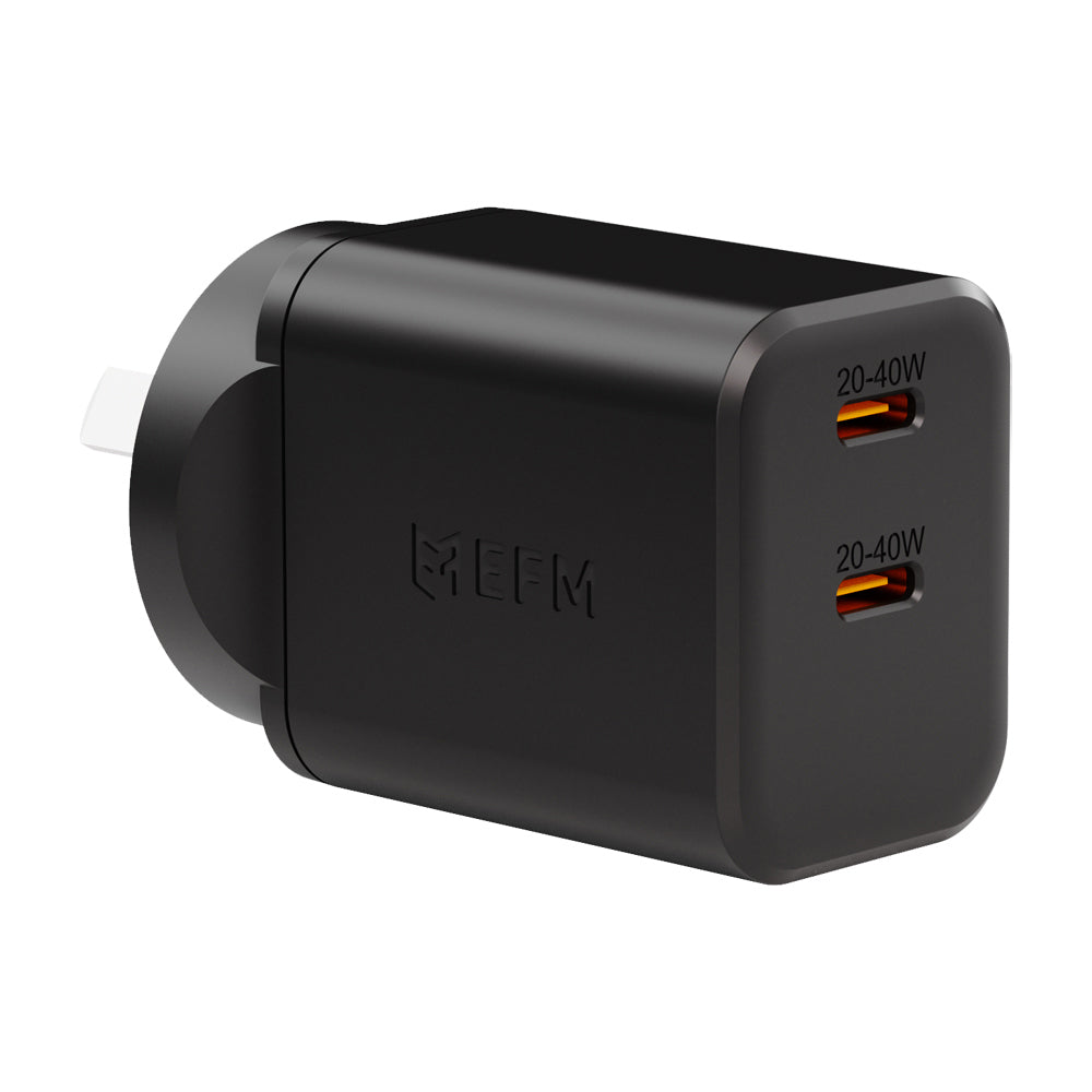 Efm Eco 40W Dual Port Mobile Phone Wall Charger Socket Power Adapter — Black