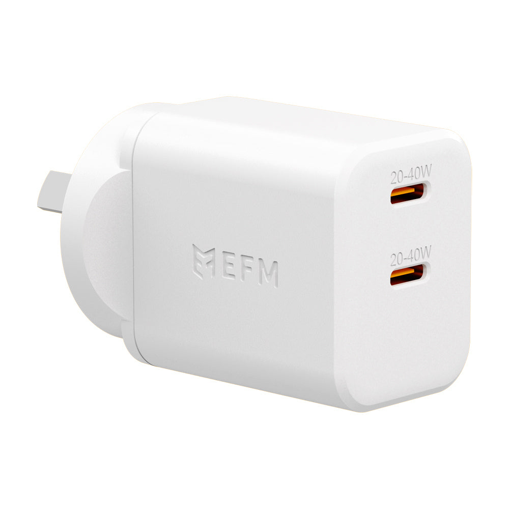 Efm Eco 40W Dual Port Mobile Phone Wall Charger Socket Power Adapter White (2 Pack)