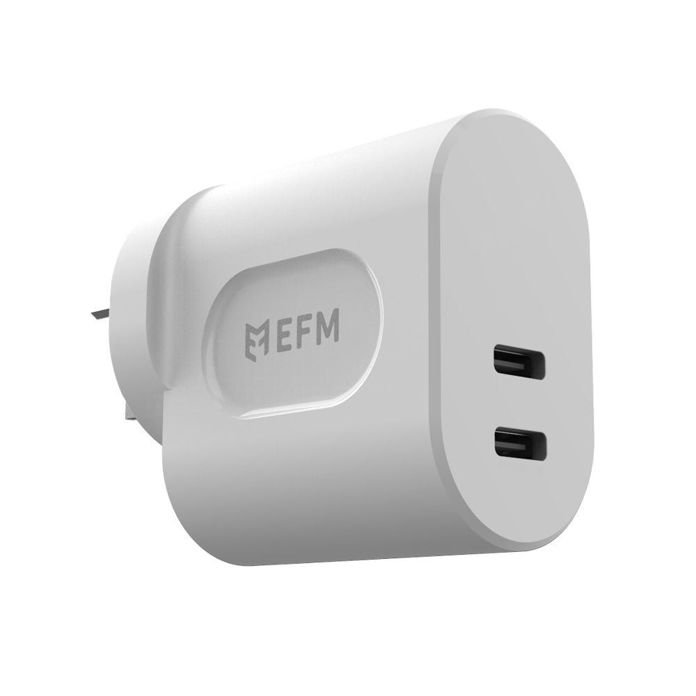 Efm 45W GaN Dual Type-C Socket/Port Wall Charger AU/NZ Plug w/ Pd/pps White
