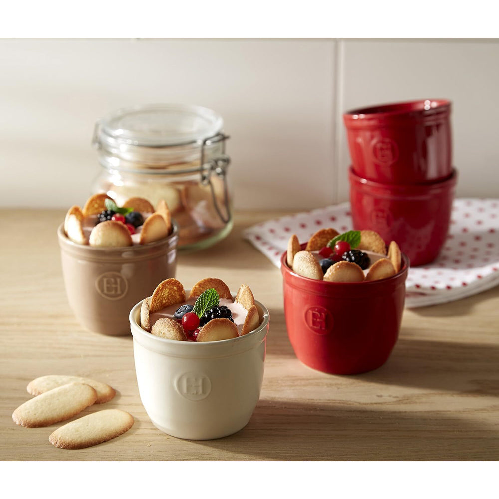Emile Henry 8cm Ceramic Ramekin Dessert/Creme Brulee Baking Dish Burgundy (2 Pack)