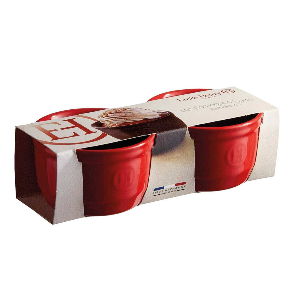Emile Henry 10cm Ceramic Ramekin Dessert/Brulee Baking Set Dish Burgundy (2 Pieces)