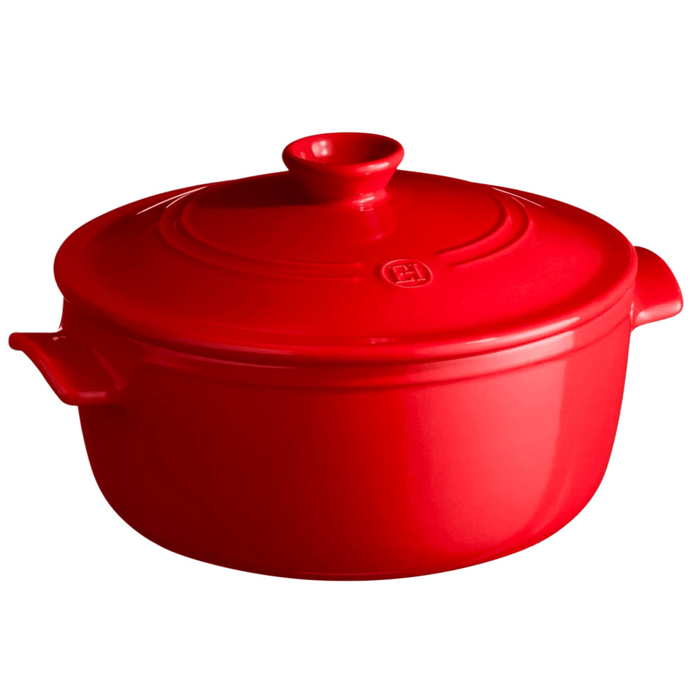 Emile Henry 3.9L/26cm Ceramic Round Stewpot Food Cooking Pot w/ Lid Burgundy