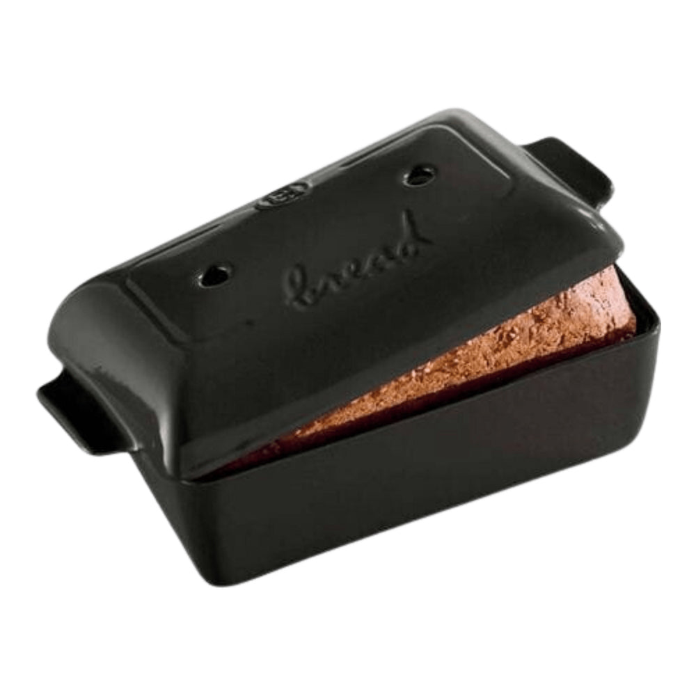 Emile Henry 24cm Ceramic Bread Loaf Baker Dish w/ Lid Tray Rectangle Charcoal — image 2