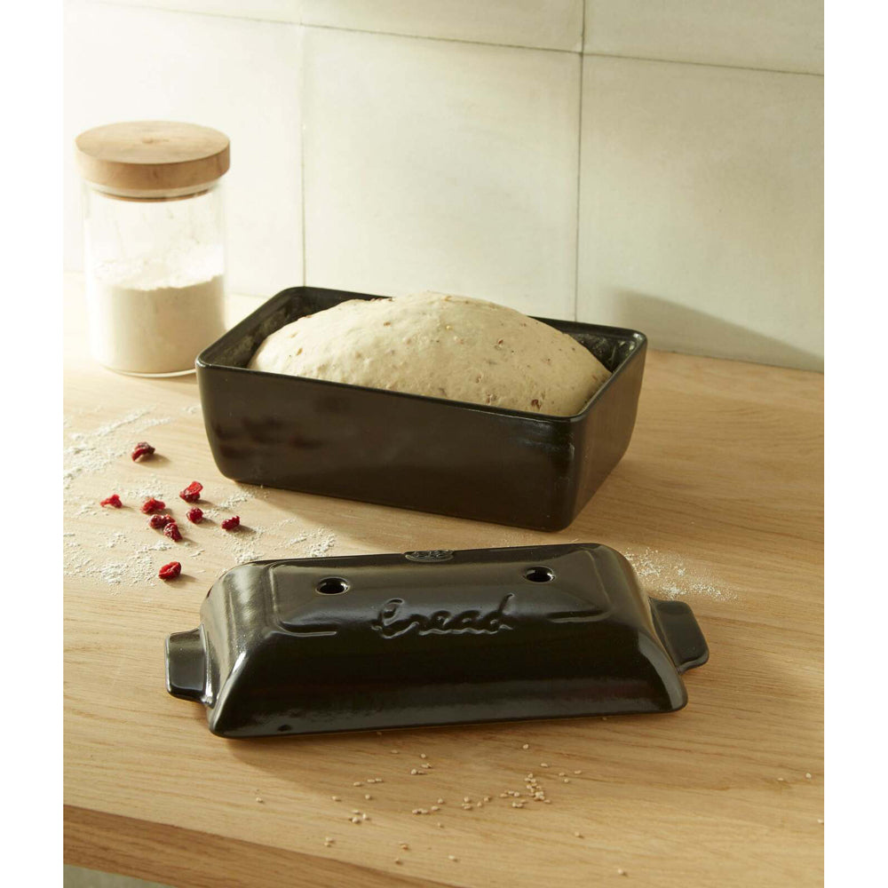 Emile Henry 24cm Ceramic Bread Loaf Baker Dish w/ Lid Tray Rectangle Charcoal — image 3
