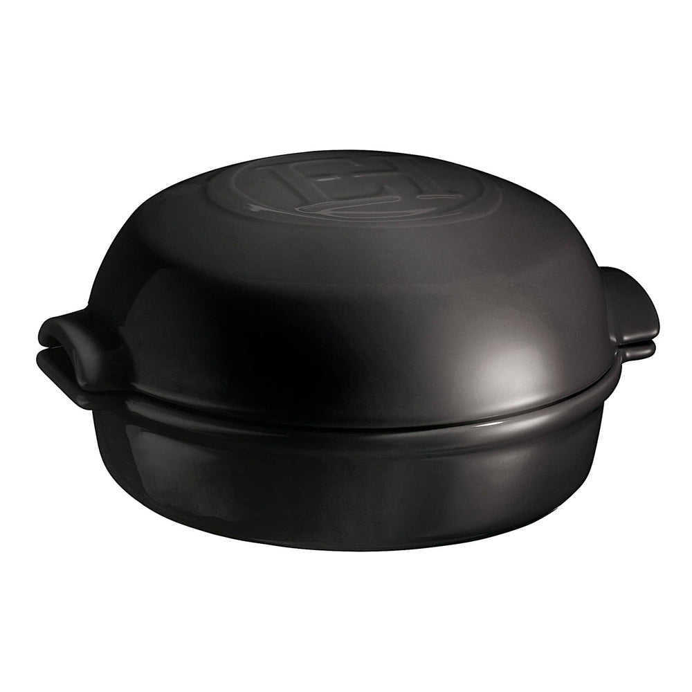 Emile Henry Ceramic Cheese Baker Pot w/ Lid Baking Dish Bowl Round Charcoal