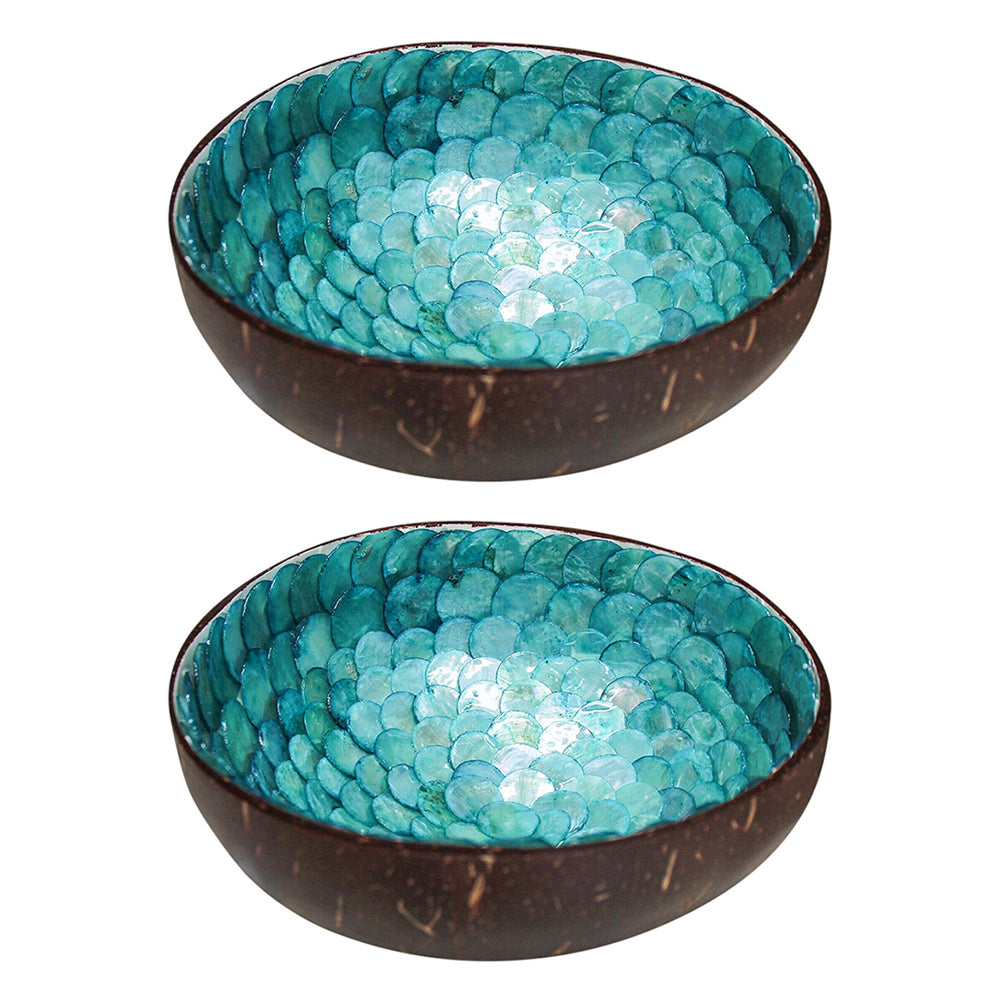 LVD Shell Corfu 13cm Decorative Coco Capiz Bowl Container Home Tabletop Round (2 Pack)