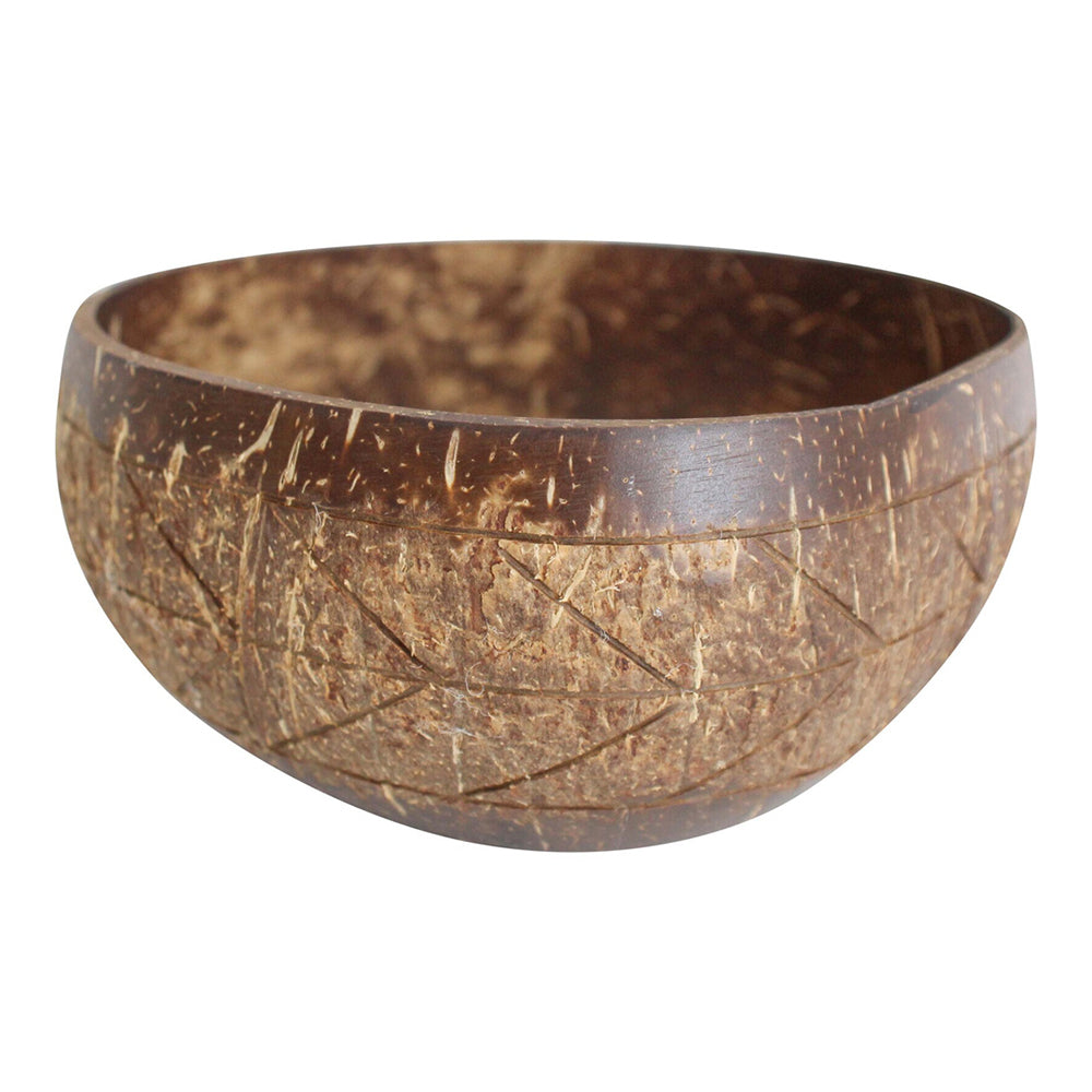 LVD Coconut 13cm Bowl Carved Round Home/Dining Decorative Display Boho Dish Brown (2 Pack) — image 2