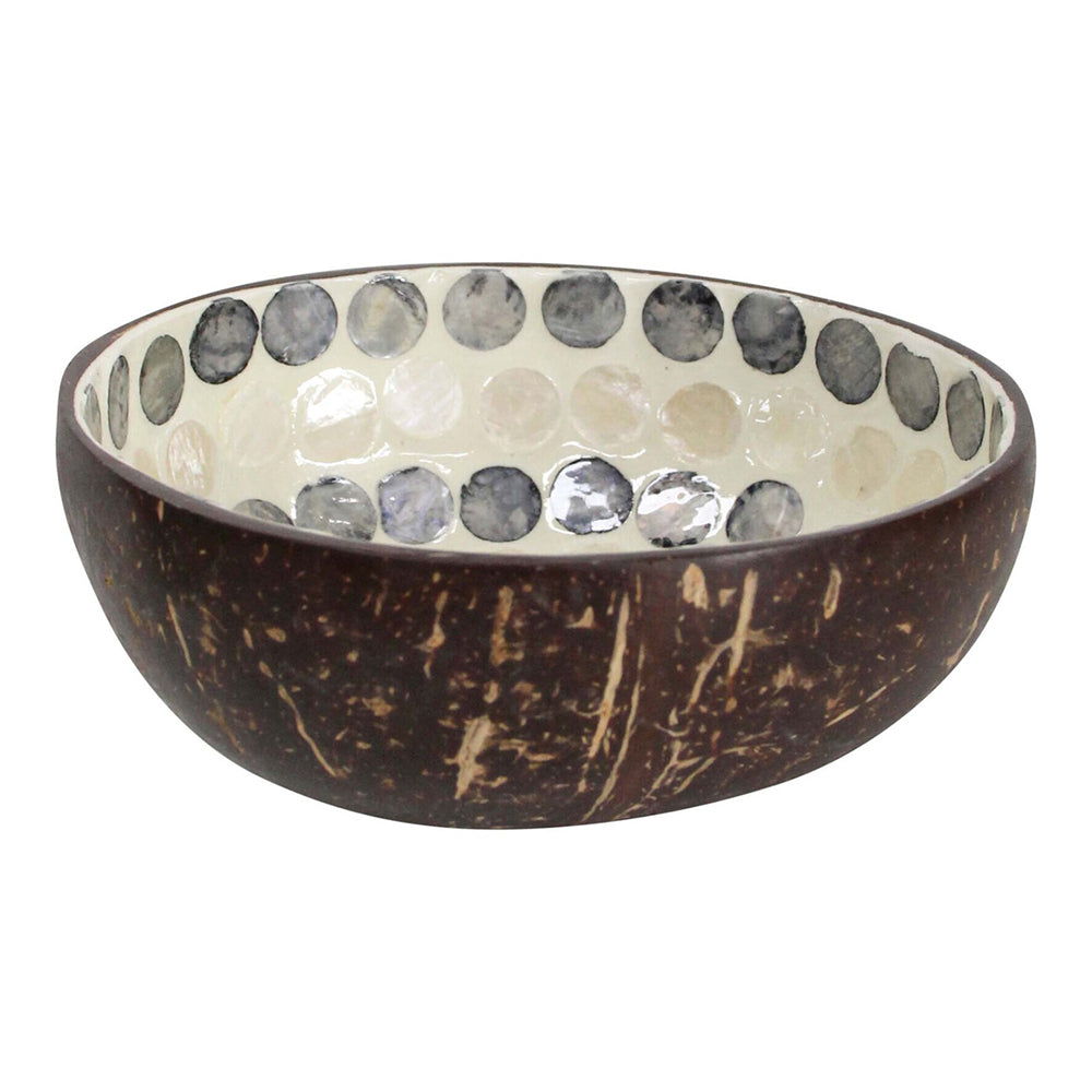 LVD Ring Dot Charcoal 13cm Decorative Coco MOP Bowl Container Home Desk Decor Round