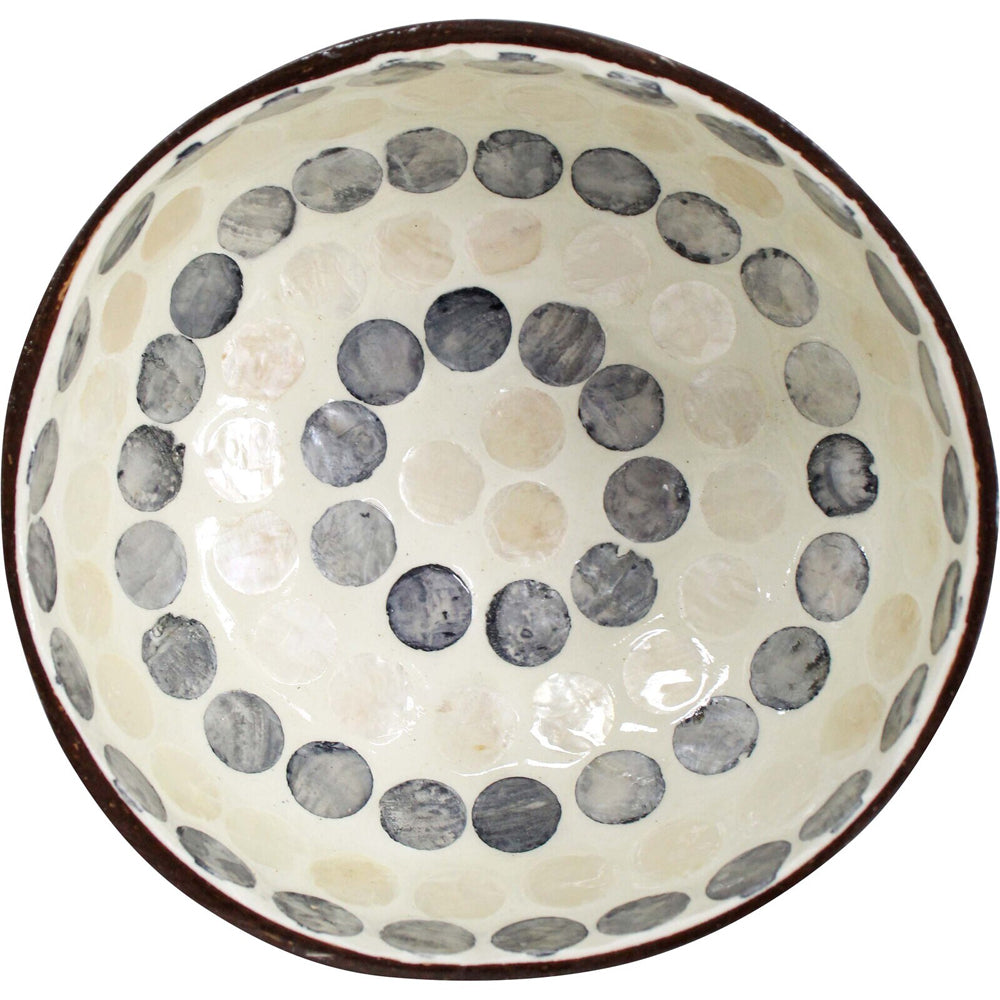 LVD Ring Dot Charcoal 13cm Decorative Coco MOP Bowl Container Home Desk Decor Round — image 2