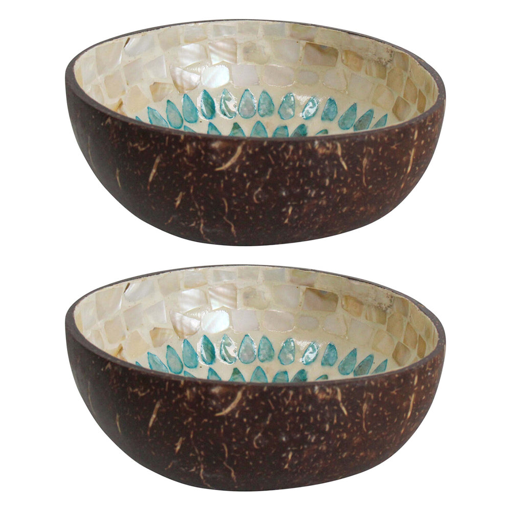 LVD Sunflower 13cm Decorative Coco MOP Bowl Container Tabletop Desk Decor Round (2 Pack)
