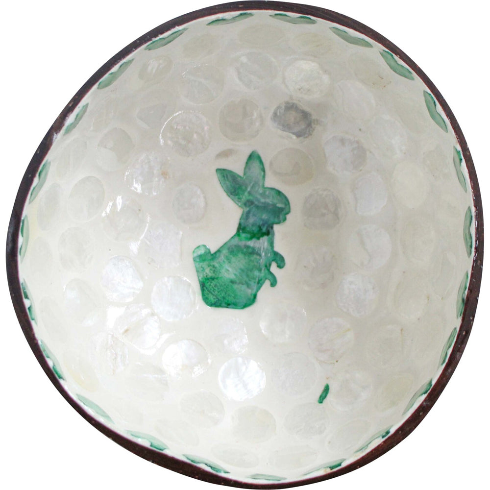 LVD Coconut Food Serving Dish Rnd Bowl Tableware 13x6cm Rabbit — Natural Green