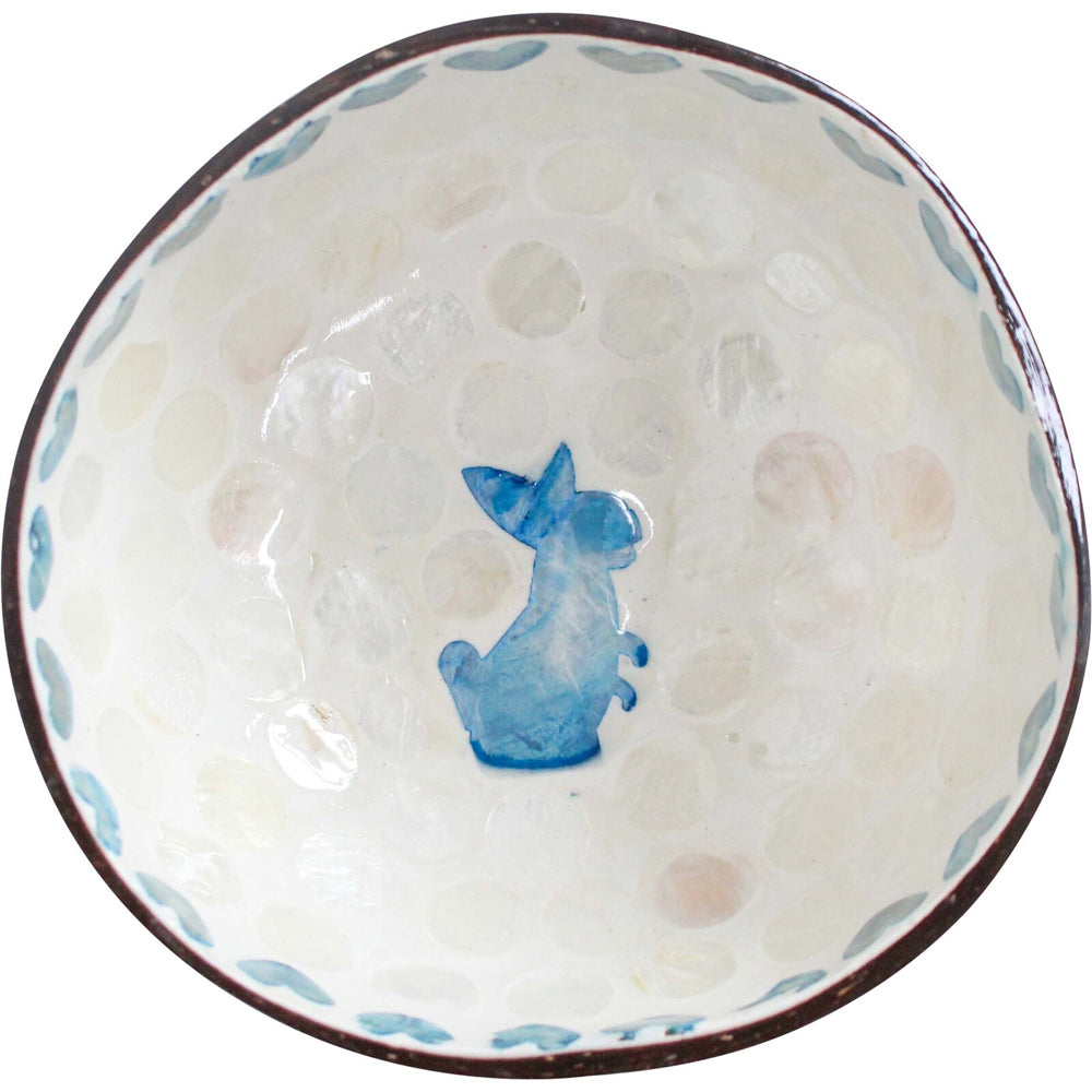 LVD Coconut Food Serving Dish Rnd Bowl Tableware 13x6cm Rabbit — Natural Blue