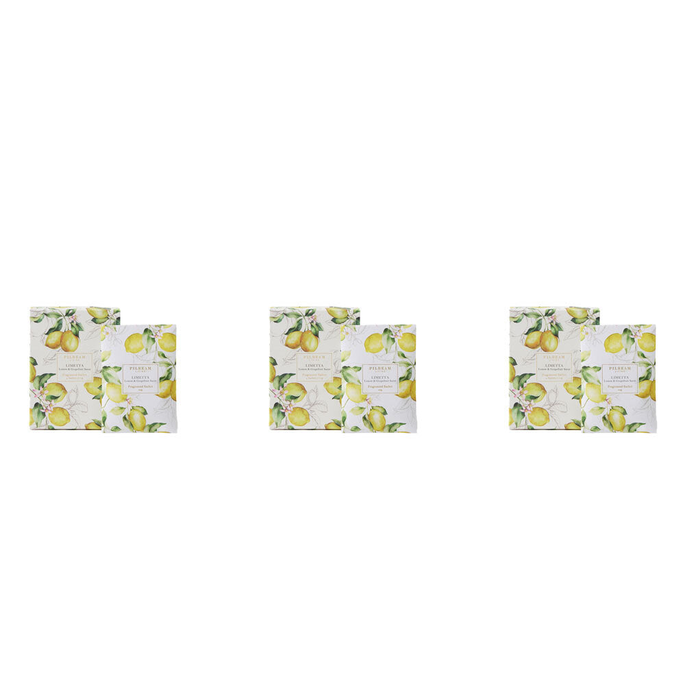Pilbeam Living 4pc Pilbeam Living Limetta Scented Mini Sachets Set Lemon & Grapefruit Scent (3 Pack)