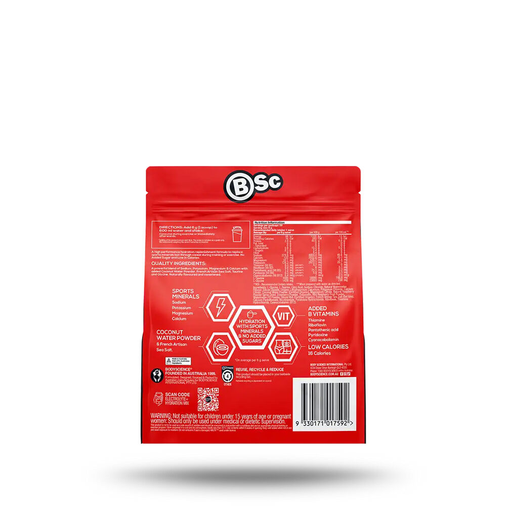 BSc 120g Watermelon Berry Electrolyte+ Hydration Drink Mix 20 Serves — image 3