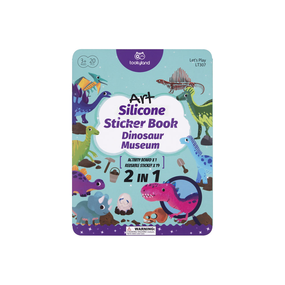 Tooky Toy Silicone Sticker Kids Activity Book Dinosaur Museum 19pcs 3+