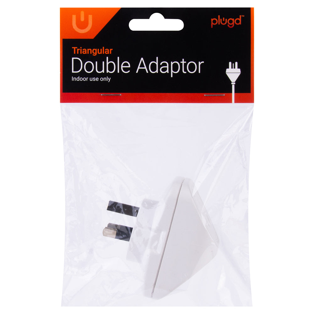 Plugd Triangular 240v 10amp 2400w Max Double Adapter Outlet Powerboard Splitter