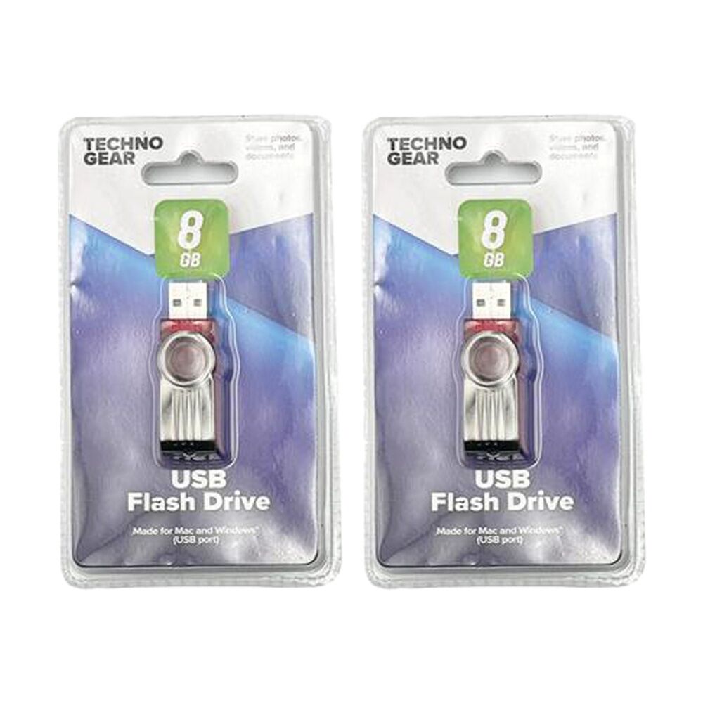 Tgear USB-A Flash Drive Mac/Windows Compatable 8GB Capacity Assorted (2 Pack)
