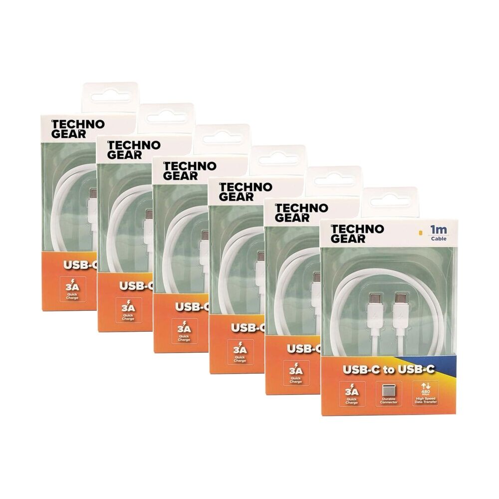 Tgear USB-C-to-USB-C Charging and Data Cable High Speed 3A Quick Charge 1m (6 Pack)