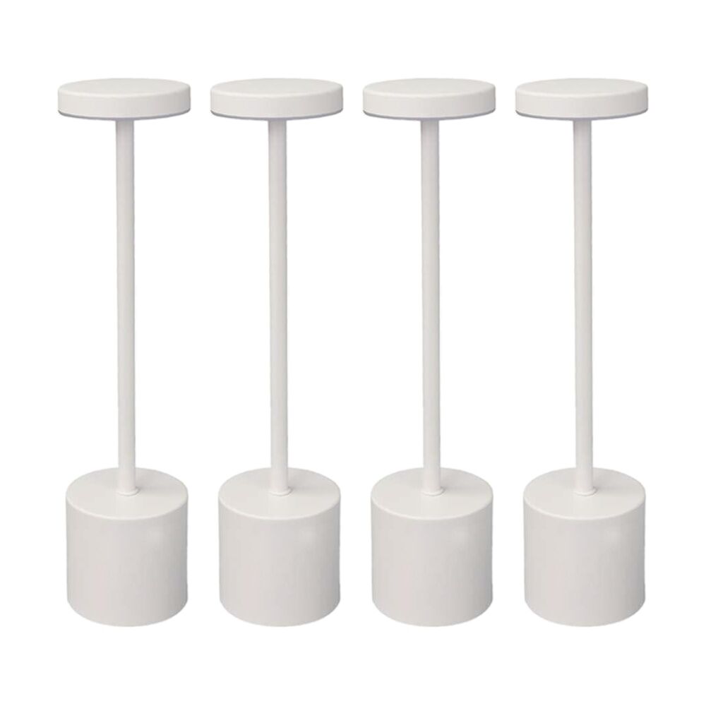 Brazco Cordless Rechargable Wireless Table Modern Lighting Flat Lamp White (4 Pack)