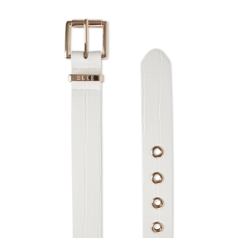 Elle Women's/Ladie's Lourdes Modern Jean Chic Fashion Belt White Croc Large