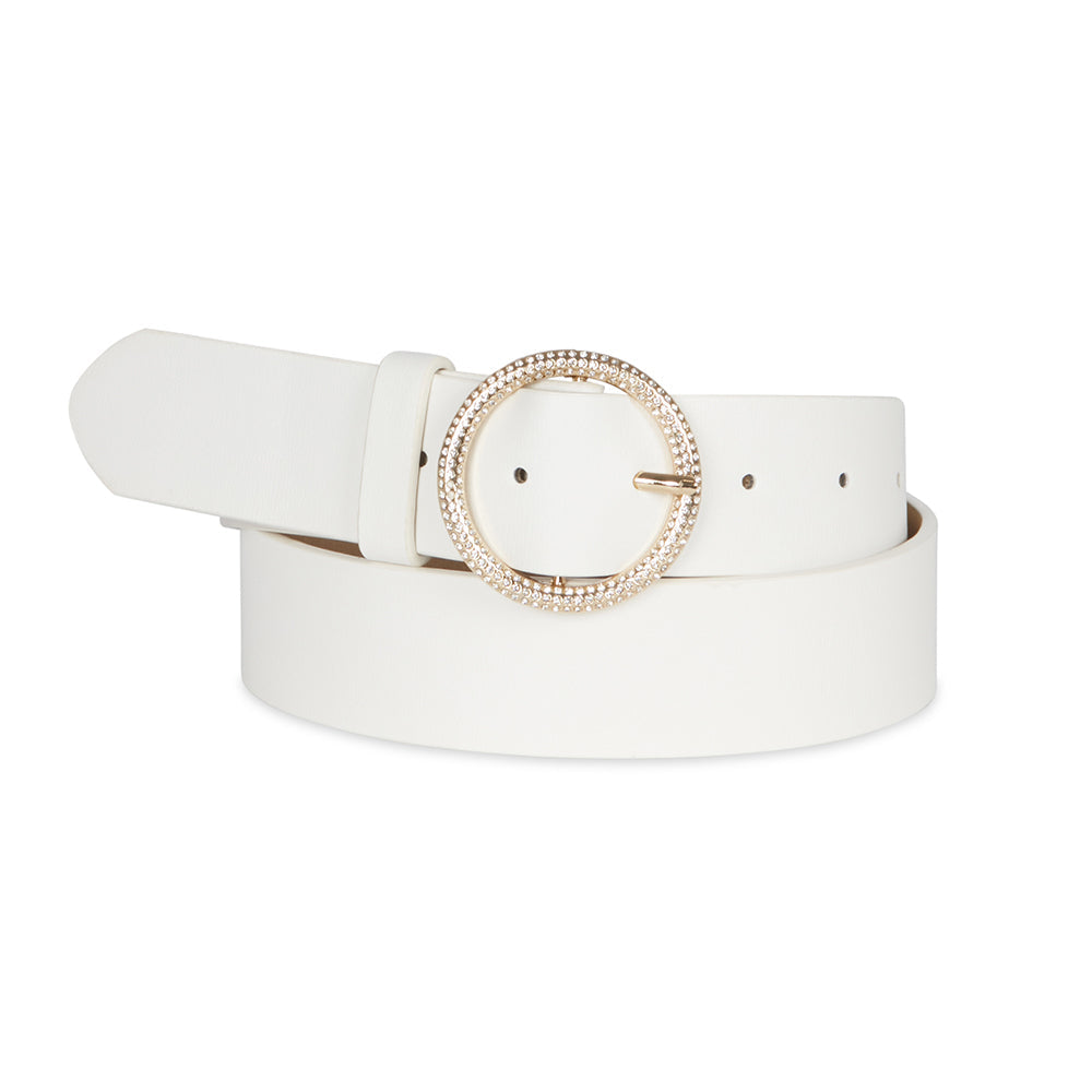 Elle Women's/Ladie's Jewel 35mm Gltter Stone Chic Fashion Belt Cream Small — image 2