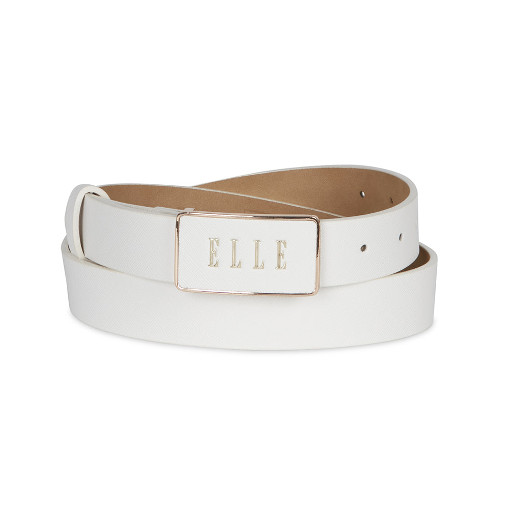 Elle Women's/Ladie's Paris Saffiano Plate Buckle Chic Fashion Belt White XL — image 2