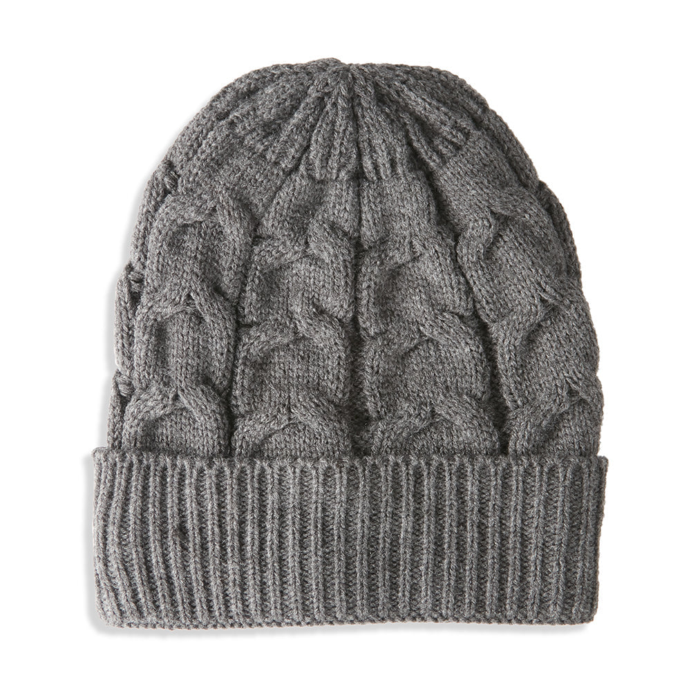 Elle Women's/Ladie's Cable Knitted Acrylic Beanie Warm Cosy Stretch Hat/Cap Grey