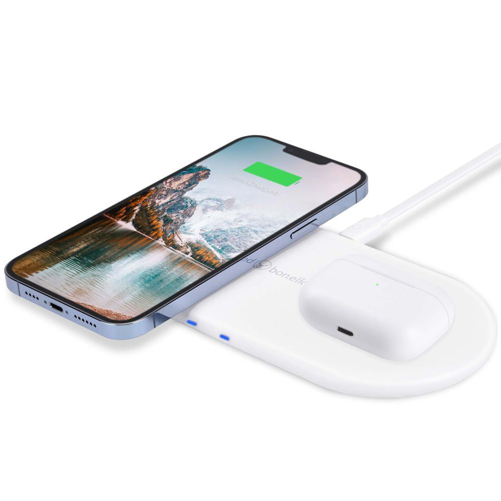 Bon.Elk Bonelk USB-C Dual Wireless Fast Charge Qi Pad For iPhone/Samsung/LG/Sony White — image 2