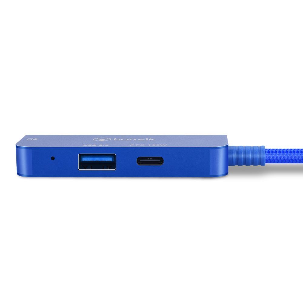 Bon.Elk Bonelk Long-Life 3in1 USB-C M to F Hdmi/usb MultiPort Hub For PC/Laptop Blue — image 2