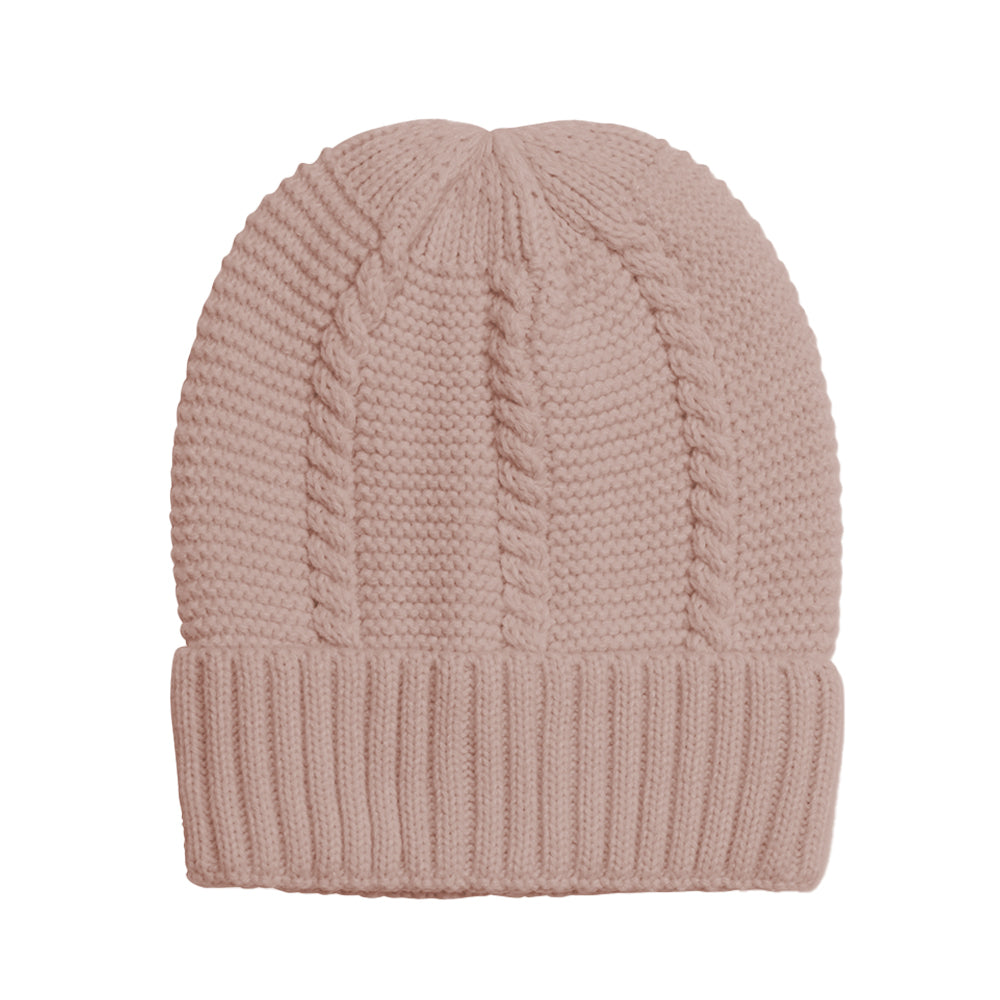 Elle Women's/Ladie's Twisted Knitted Acrylic Beanie/Hat/Cap Warm/Cosy Pink