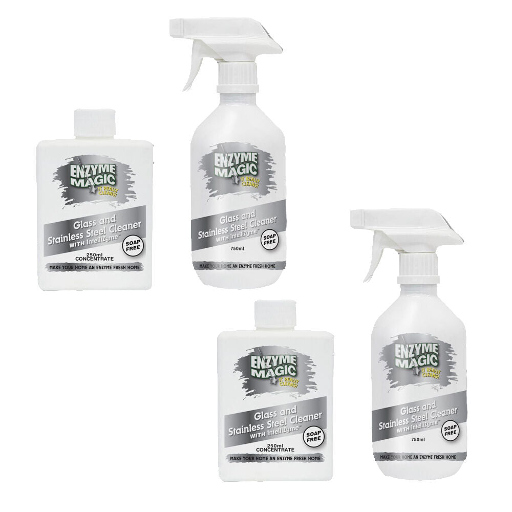 Enzyme Magic Glass and Stainless Steel Cleaner 250ml Concentrate Makes 7.5L (2 Pack)