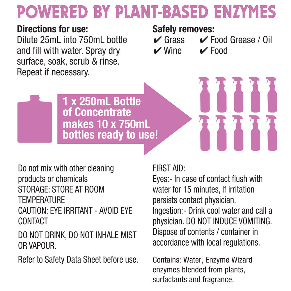 Enzyme Magic Makes 7.5L Laundry Stain Remover 250ml Concentrate w/Spray Bottle — image 2