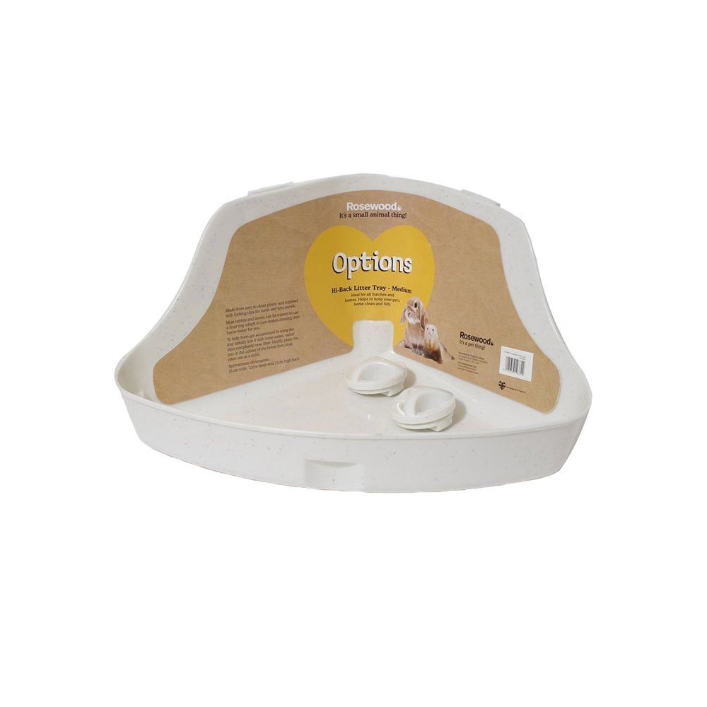 Rosewood Medium Corner High-backed White Pet Litter Tray For Small Pets Ferrets Rabbits