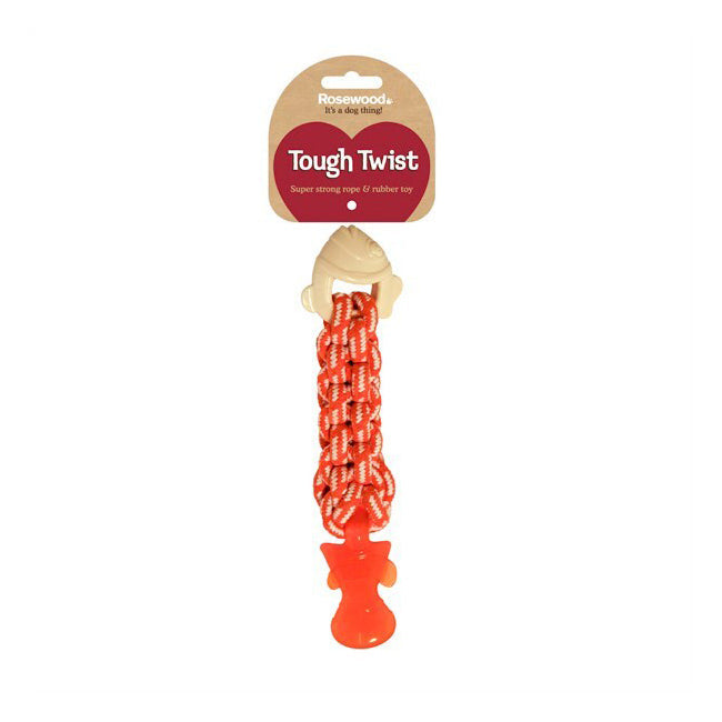 Rosewood Orange Tough Twist Textured 28cm Fish Rope Rubber Pet Dog Dental Toy