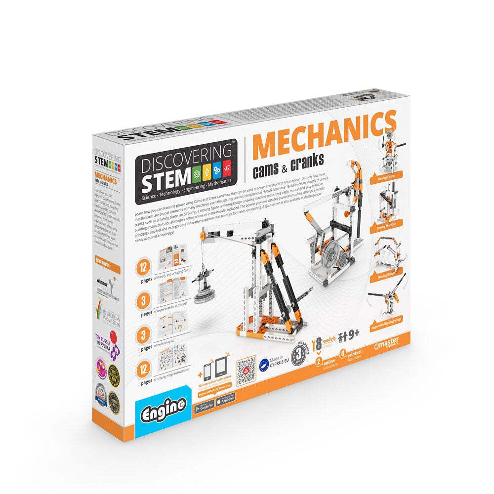 Engino Discovering STEM Cams & Cranks Kids/Children Building Toy Kit Set 9y+