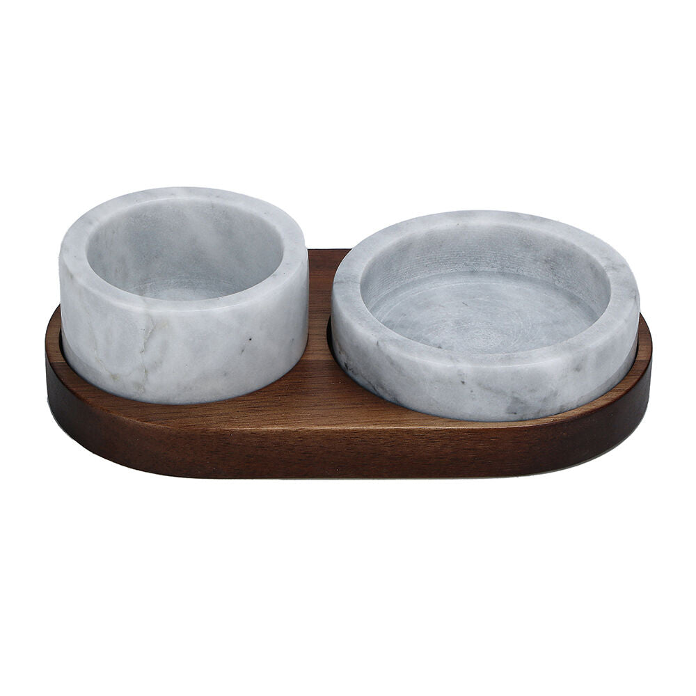 NF Living Seasoning Box Salt And Pepper Bowl Set 8x4.5cm Natural Marbled