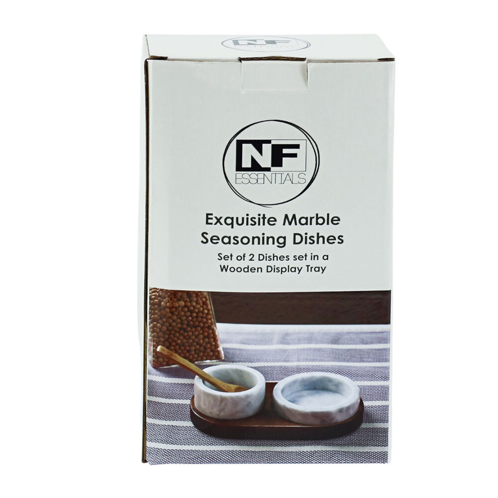 NF Living Seasoning Box Salt And Pepper Bowl Set 8x4.5cm Natural Marbled — image 2