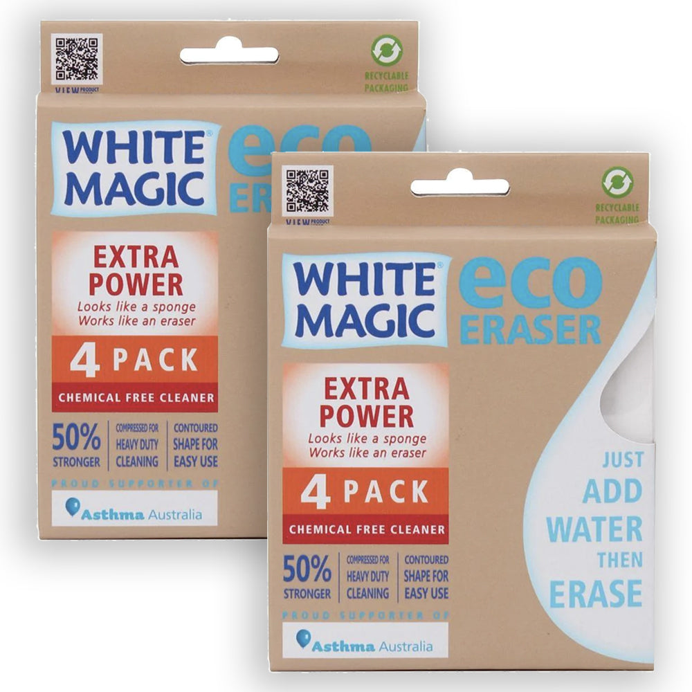 White Magic Extra Power 11x7cm Sponge Kitchen Surface Cleaner Dirt Remover (8 Pieces)
