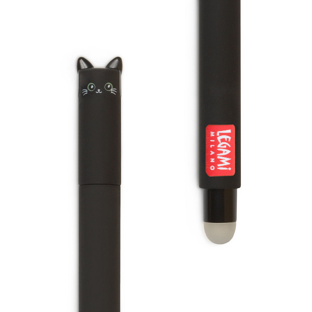 Legami Erasable Gel Pen Rollerball Friction Writing Stationery Kitty Black Ink — image 3