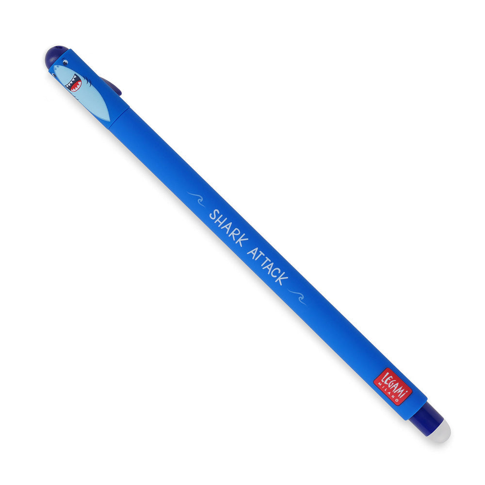 Legami Erasable Gel Pen Rollerball Friction Writing Stationery Shark Blue Ink