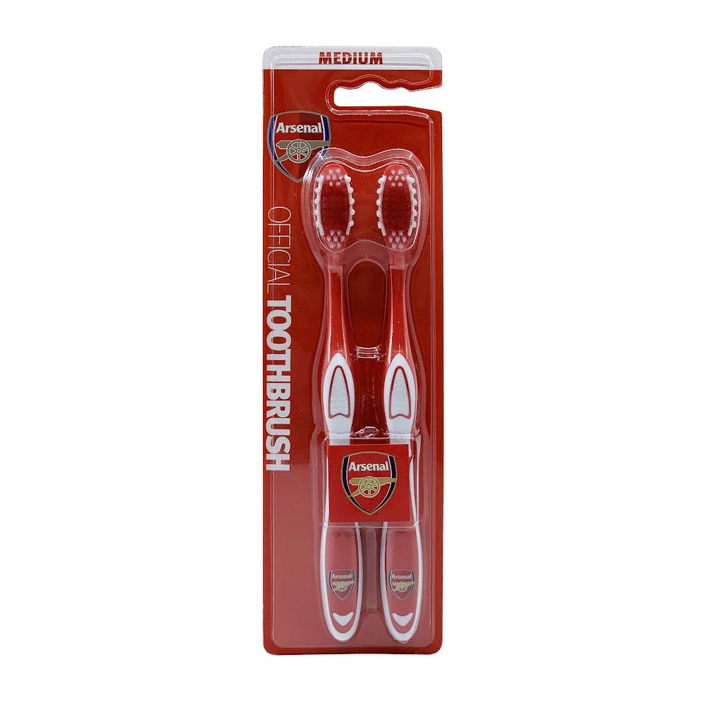 Arsenal Football Club EPL Arsenal F.C. Adults Medium Bristle Toothbrush Dental Teeth Oral Care (2 Pieces)
