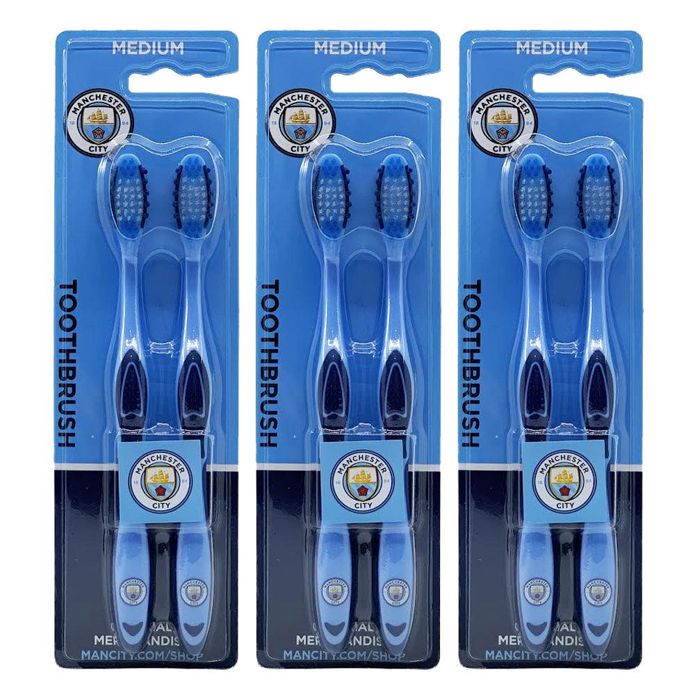 Manchester City Football Club EPL Manchester City F.C. Adults Medium Toothbrush (6 Pieces)